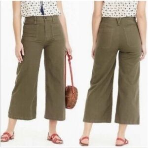 Jcrew Pont Sur green linen pants cropped